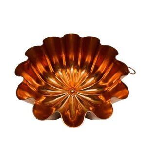 Vintage Copper Cake Jello Mold Round Fluted 3 1/2 Cups 6.75" x 3" Baking Pan EUC